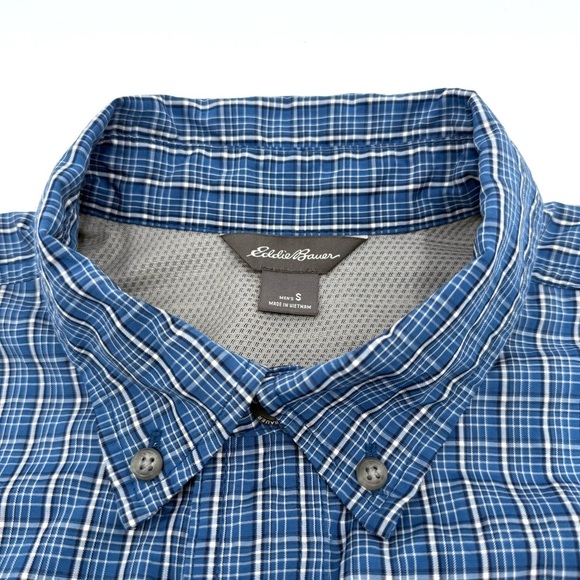 Eddie Bauer Men’s Blue & White Plaid Long Sleeve Casual Button Down Shirt Small - Picture 4 of 10